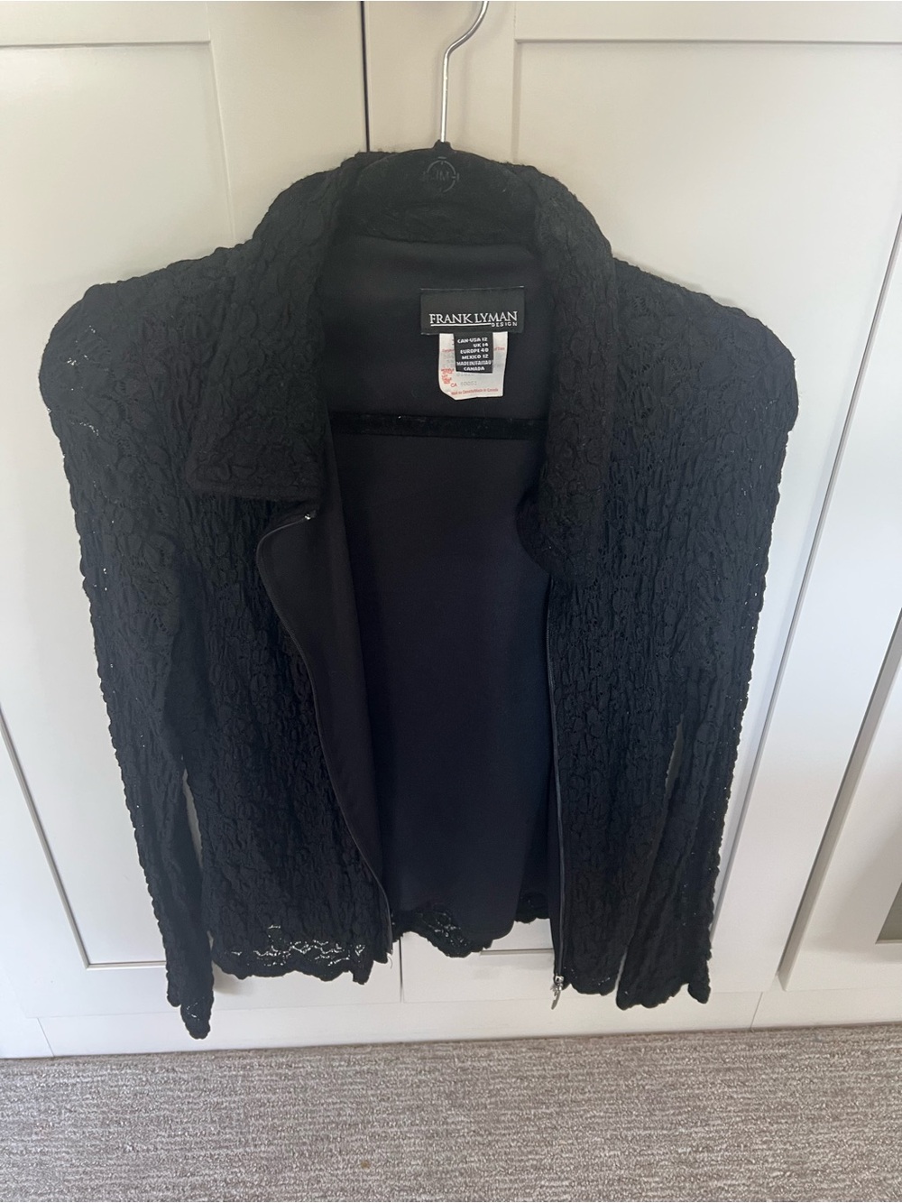 Frank Lyman Design Black Lace Zip Jacket